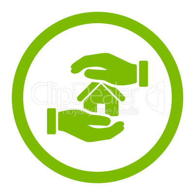 Realty insurance flat eco green color rounded glyph icon