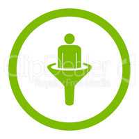 Sales funnel flat eco green color rounded glyph icon