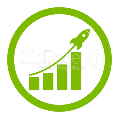 Startup sales flat eco green color rounded glyph icon