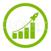 Startup sales flat eco green color rounded glyph icon