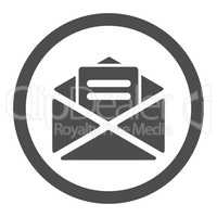 Open mail flat gray color rounded glyph icon