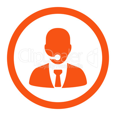 Call center operator flat orange color rounded glyph icon