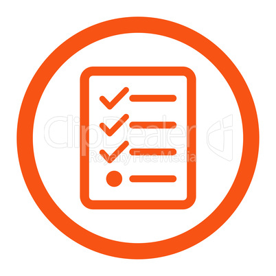 Checklist flat orange color rounded glyph icon