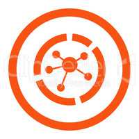 Connections diagram flat orange color rounded glyph icon
