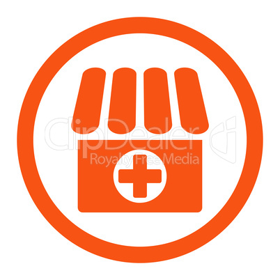 Drugstore flat orange color rounded glyph icon