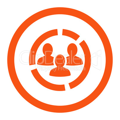 Demography diagram flat orange color rounded glyph icon