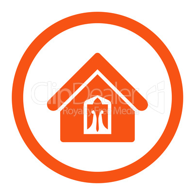 Home flat orange color rounded glyph icon