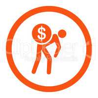 Money courier flat orange color rounded glyph icon
