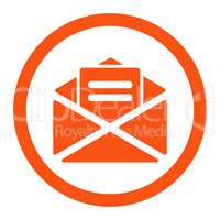 Open mail flat orange color rounded glyph icon