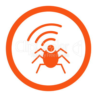 Radio spy bug flat orange color rounded glyph icon