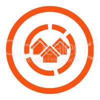 Realty diagram flat orange color rounded glyph icon