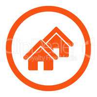 Realty flat orange color rounded glyph icon