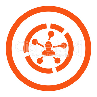 Relations diagram flat orange color rounded glyph icon