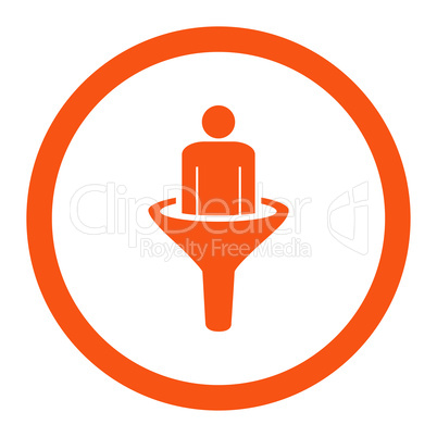 Sales funnel flat orange color rounded glyph icon