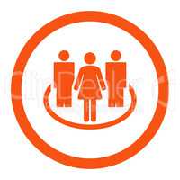 Society flat orange color rounded glyph icon