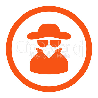 Spy flat orange color rounded glyph icon