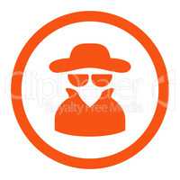 Spy flat orange color rounded glyph icon
