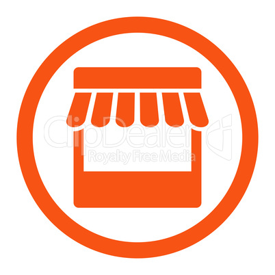 Store flat orange color rounded glyph icon