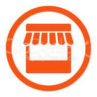 Store flat orange color rounded glyph icon