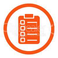 Test task flat orange color rounded glyph icon