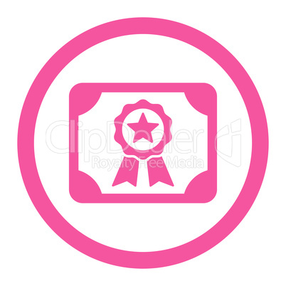 Certificate flat pink color rounded glyph icon