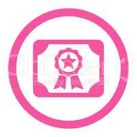 Certificate flat pink color rounded glyph icon