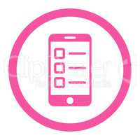 Mobile test flat pink color rounded glyph icon