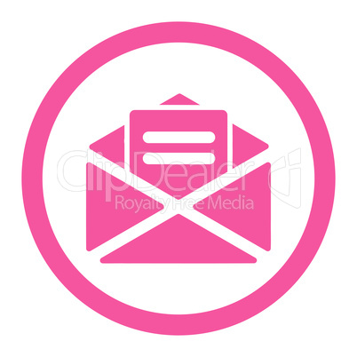 Open mail flat pink color rounded glyph icon