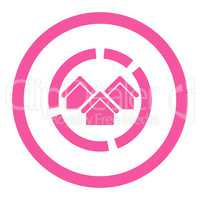 Realty diagram flat pink color rounded glyph icon