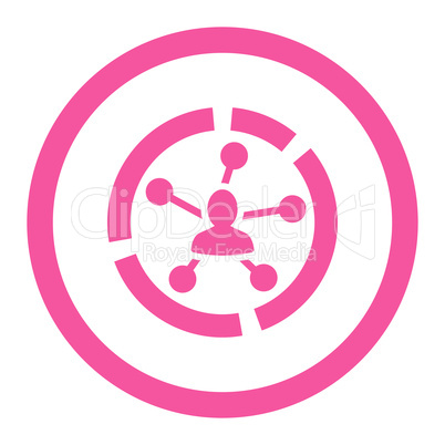 Relations diagram flat pink color rounded glyph icon