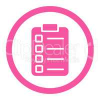 Test task flat pink color rounded glyph icon