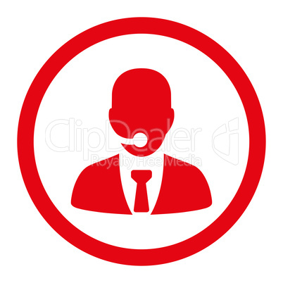 Call center operator flat red color rounded glyph icon