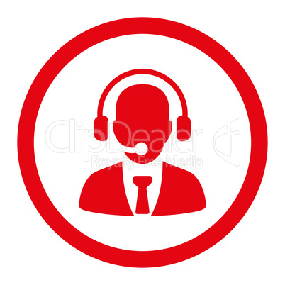 Call center flat red color rounded glyph icon