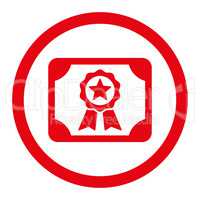 Certificate flat red color rounded glyph icon