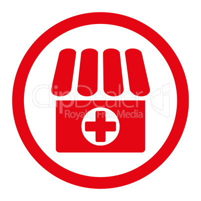 Drugstore flat red color rounded glyph icon