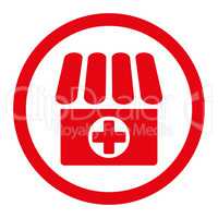 Drugstore flat red color rounded glyph icon