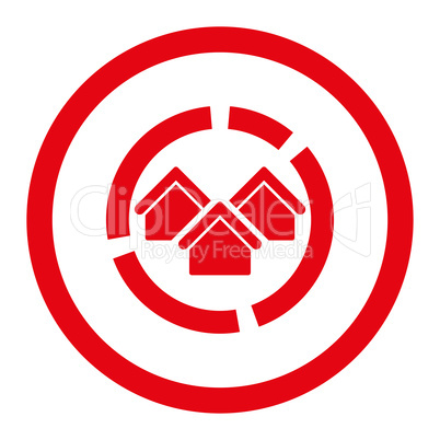 Realty diagram flat red color rounded glyph icon