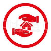 Realty insurance flat red color rounded glyph icon