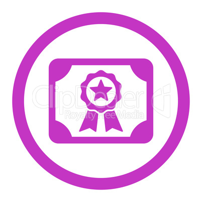 Certificate flat violet color rounded glyph icon