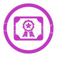 Certificate flat violet color rounded glyph icon