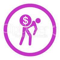 Money courier flat violet color rounded glyph icon