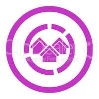 Realty diagram flat violet color rounded glyph icon