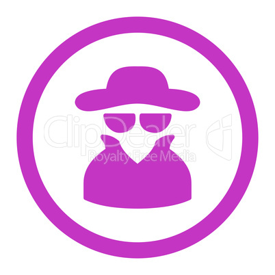 Spy flat violet color rounded glyph icon