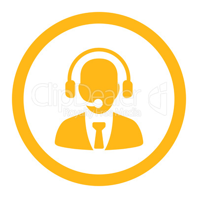 Call center flat yellow color rounded glyph icon