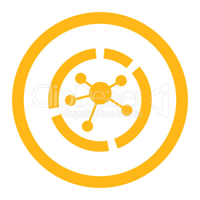 Connections diagram flat yellow color rounded glyph icon