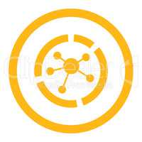 Connections diagram flat yellow color rounded glyph icon