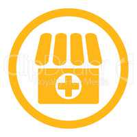 Drugstore flat yellow color rounded glyph icon