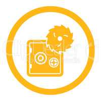 Hacking theft flat yellow color rounded glyph icon