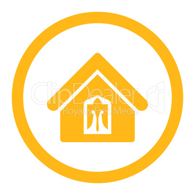 Home flat yellow color rounded glyph icon