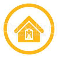 Home flat yellow color rounded glyph icon